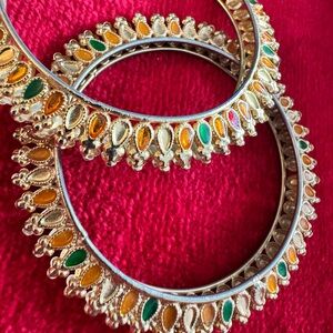 Elegant Gold and Multicolor Bangles